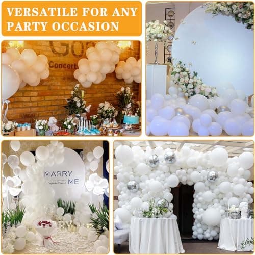 Ballons Blanc, 100pcs Ballon Blanc, 30cm 12 pouces Ballon baudruche Blanc, Ballon Blanc Mariage, Arche Ballon Blanc, Ballons Blancs pour Anniversaires Fêtes et Mariage Cérémonies