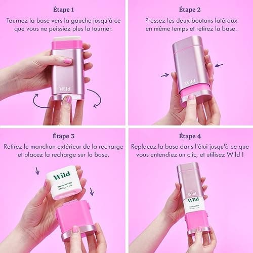Wild - Trio de recharges Cherry Blossom - Sans Aluminium - Déodorant Naturel Rechargeable - Végan & Ecologique - Protection longue durée - 100% Natural Ingredients - 3 lots de recharges de 40g