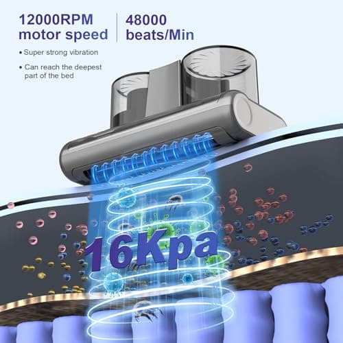 Solayce Aspirateur Anti-acariens pour Matelas, 16 KPA avec lumière UV 500 W, Forte Puissance d'aspiration avec Fonction air Chaud, ultrasons, élimine 99,9% des bactéries, allergènes et acariens