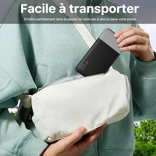 Nobis Chargeur Portable, 35W 10000mAh Power Bank Chargement Rapide, PD QC 4.0 Batterie d'affichage LED, USB C in/Out Chargeur de téléphone Portable pour iPhone iPad Android etc. (Noir)