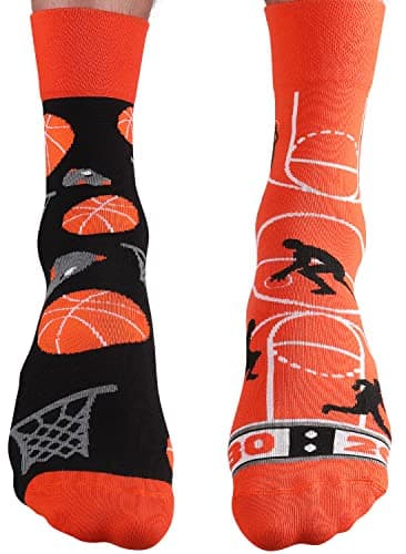 TODO Colours Fantaisie Chaussettes Rigolotes Homme et Femme motif drôle et multicolore (43-46, Basketball)