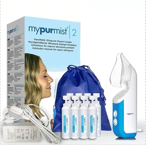 MYPURMIST FREE Inhalateur de vapeur instantanée Ultrapure sans fil, vaporisateur et humidificateur à vapeur chaude pour la sécheresse des sinus et du nez