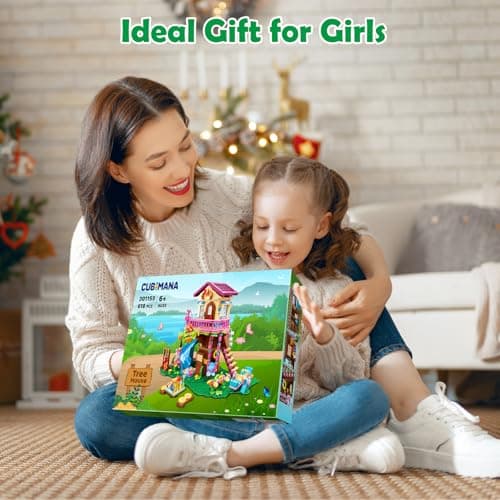 CUBIMANA Jouets de Construction de cabane dans Les Arbres avec lumière LED - 618 pièces Ensemble de Construction de Maison à 3 étages, Cadeaux de Noël pour Enfants Filles garçons