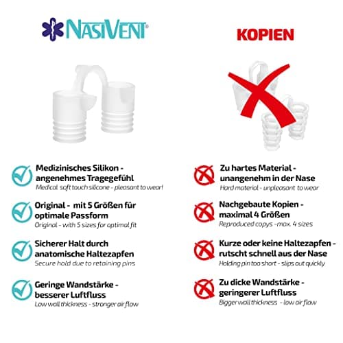 NASIVENT PREMIUM dispositif anti-ronflement - (Set de démarrage) - amélioration de la respiration nasale - écarteur de nez - Unique en son genre grâce à des chevilles de retenue innovantes