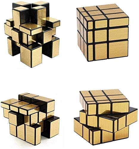 Vdealen Lot de 3 Magiques de la Collection Speed Cube – Pyraminx, Megaminx, Miroir 3x3x3cm (Dorée)