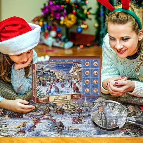 Niaetuto Calendrier de l'avent Puzzle,Calendrier de l'avent 2024 Puzzle,Advent Calendar Puzzle 1008 Pièces,Calendrier de l'avent Adulte Enfant,Calendrier Avent Puzzle pour Calendar Noel Cadeau