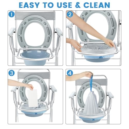 ACWOO Sac Hygiénique Pour Chaise Percée, 20Pcs 53 * 40cm Doublures De Chaise Percée De Chevet Avec 20Pcs Coussinets Absorbants Jetables Pour Chaise Percée, Chaise Percée Super Absorbants