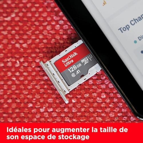 SanDisk 128 Go Ultra microSDXC, Carte micro sd + adaptateur SD (Pour Smartphone et Tablette, Video Full HDD, jusqu'à 140 Mo/s, UHS-I, La performance A1, Class 10, U1)
