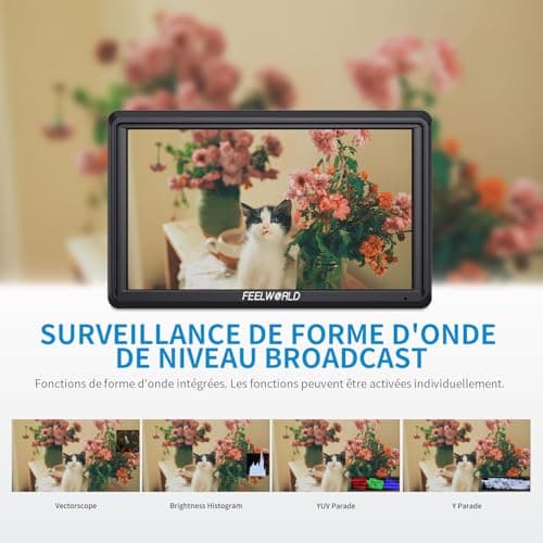 Feelworld S55 V3 6 Pouces sur Caméra Moniteur DSLR Camera Field Monitor Small Full HD 1920x1080 IPS Peaking Focus Video Assist avec 4K HDMI 8.4V DC Input Output Livré avec Batterie et Sac,Tilt Arm
