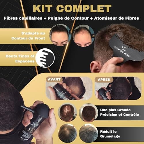 Fibres Capillaires Salvathor Duran 25 gr – Dissimule la Calvitie - Couvre la Perte de Cheveux - Crée du Volume Capillaire pour Hommes et Femmes - Kit Fibre de Cheveux + Pompe + Peigne (Blond)