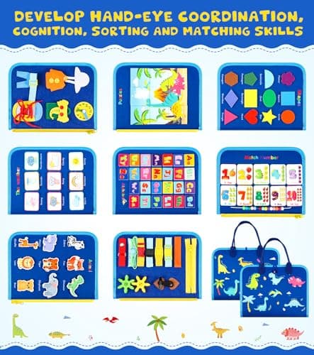 Gontence Busy Board pour Enfants | Busy Board Montessori Jouets pour 2 3 4 5 Ans - Jouets Éducatifs Tout-Petit Voyage - Dinosaure Cadeaux pour Garçon Filles