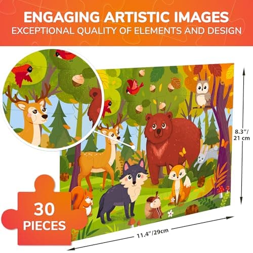 QUOKKA Puzzle Enfant de 3 à 5 Ans - Puzzle 30 Pièces pour Enfant de 2 à 4 Ans - Puzzles Éducatif Forêt pour Enfant de 4 à 6 Ans - Jouets Éducatif Cadeau pour Garçons et Filles 2 3 4 5 Ans