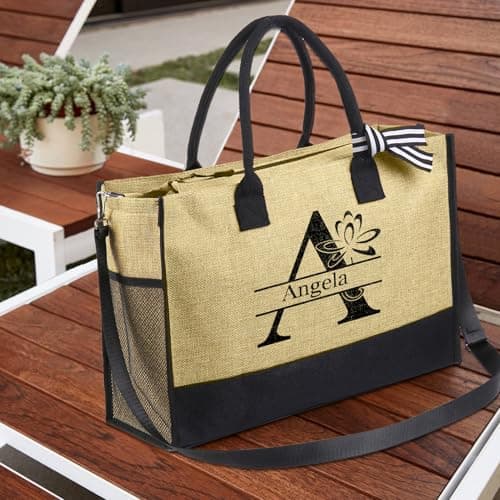 Personnalisé Sac à Main Sac Fourre Tout Grand Sac à Provisions Nom Naissance Fleurs Sac à Bandoulière Avec Fermeture éclair Cadeaux Pour Mère Noël Anniversaire Fête Des Mères (style 5)