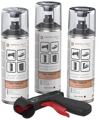 AUPROTEC Apprêt Auprofill Multi Filler - Pour peinture de voiture - En spray - Gris - 3 x 400 ml - Avec 1 poignée pistolet d'origine