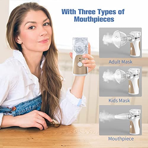 Nébuliseur Portable Inhalateur, Nébuliseur pour enfant et adulte, Nébuliseur Aérosol Silencieux avec embout buccal et masque pour le voyage et l'utilisation de ménage