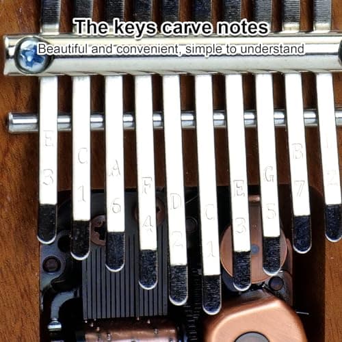 HUIOP Kalimba Mini Piano à Pouce 10 Touches Instrument de Musique Portable Dessin Animé Mignon Kalimba Piano à Pouce Boîte à Musique Cadeau pour Débutants Adultes Intéressant Fête Voyage Sapele Bois P