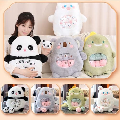 Aiuidun Mignon Panda Peluche Oreiller Jouet, Amovible Panda Animaux en Peluche Snack Oreiller, Doux Panda Peluche Animal Hold - UP Doll Fille garçon Cadeau