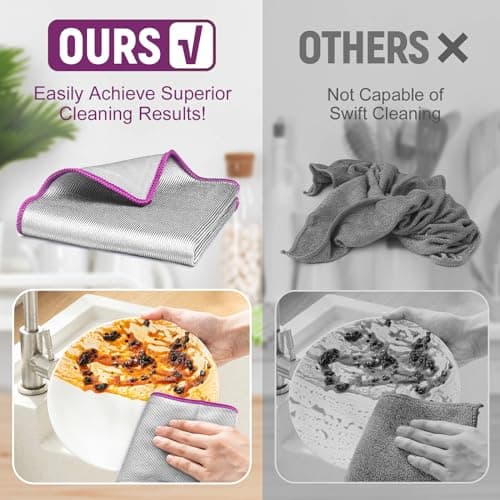 Ekedalen Chiffon Magique Microfibre, 6X Serviette sans Trace Absorbant Polissage, Lingette Essuie Verre Vitre Lunette Miroir Vaisselle Cuisine Menage Voiture, Torchon Nettoyage Réutilisable Lavable