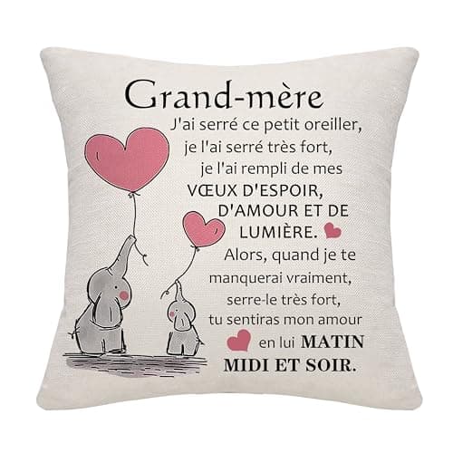 Bommex Cadeau de la Grand-mère de la Petite-Fille du Petit-Fils de la Petite-Fille Couvre-Coussin en Carton pour Grand-mère Anniversaire Fête des Mères Cadeau de Noël (Grand-mère)