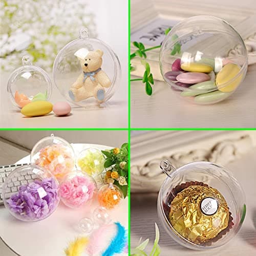MIKAILE 20 Pièces Boules de Noël Transparentes 8cm, Boules de Noël en Plastique à Remplir, DIY Decoration pour Sapins de Noël
