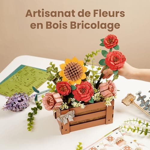 ROWOOD Puzzle 3D Fleurs avec vase, cadeaux de bonsaï DIY, décoration de la maison, kit de modélisation de fleurs artificielles pour adultes et enfants, cadeau idéal pour les femmes et les hommes