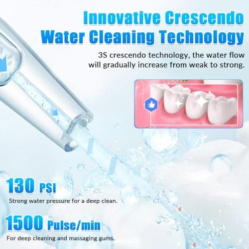 Hydropulseur dentaire pour les dents avec appareil photo, caméra HD 1080p sans fil, irrigateur buccal sans fil, 5 embouts de jet, hydropulseur dentaire rechargeable, IPX7, hydropulseur étanche IPX7,