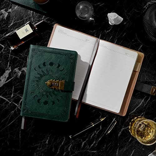 ZXHQ Journal intime avec serrure pour femmes hommes, journal secret pour filles, carnet d'écriture en cuir rechargeable, format A5 (8,5 × 5,9 pouces)