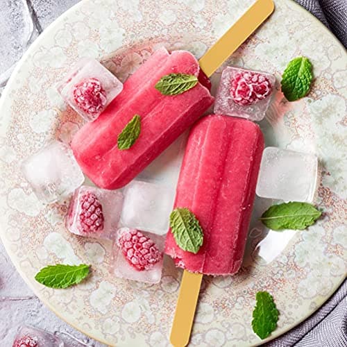 BSTCAR Lot de 50 bâtonnets de glace, en acrylique, réutilisables, pour bricolage, magnum, gâteau, glace, fabrication de desserts (doré)
