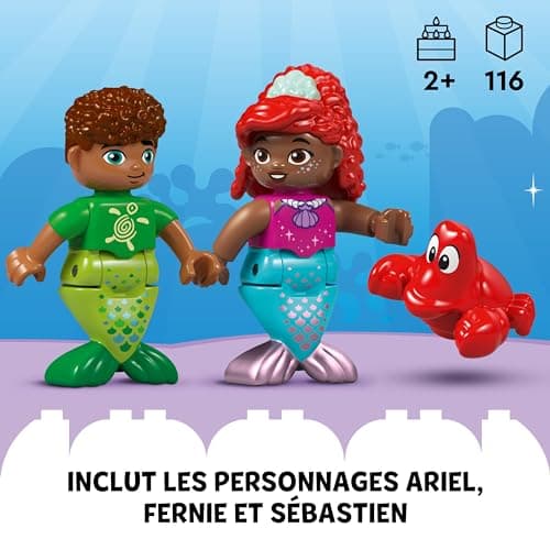 LEGO Duplo, Disney Le Palais sous-Marin Magique d’Ariel - Poupée La Petite Sirène - Jouet d'Activité et de Développement - Mes Premières Briques pour Enfants dès 2 Ans Passionnés de Jeu de Rôle 10435
