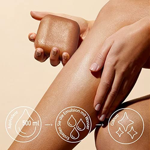 Senso Naturale Bronze Gold Huile Bronzante Corps Solide Illuminatrice Crème pour le Corps Hydratante aux Paillettes Nourrissante et Parfumée pour les Femmes Néroli Crème de bronzage Vitamine E, Karité