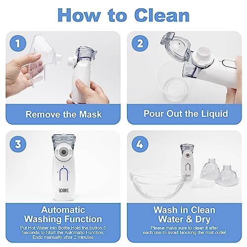 Nébuliseur Inhalateur Silencieux,Aerosol avec Embout et Masque,Portable Nébuliseur Silencieux Pour le appareil respiratoire