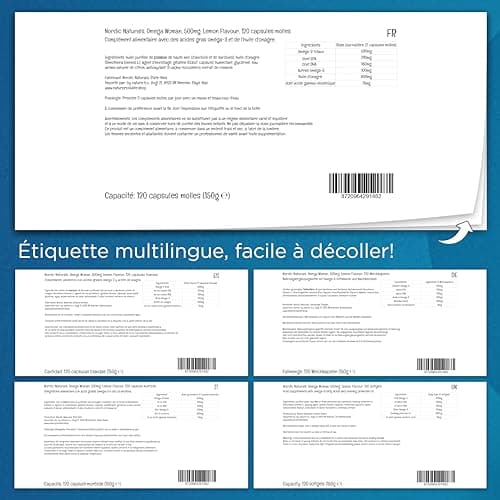 Nordic Naturals, Omega Woman, 500mg d'Oméga-3, avec Huile d'Onagre, Haute Dosé, Goût Citron, 120 Capsules molles, Testé en Laboratoire, Sans Soja, Sans Gluten, Sans OGM