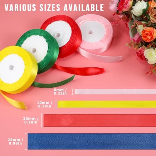 ihaspoko Ruban Satin, 12 Couleurs 20mm Ruban Tissu pour Bricolage Art & Artisanat, Emballage Cadeau, Ballons, Nœuds, Décoration de Mariage (22m/Rouleau)