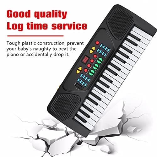 Clavier électronique à 37 touches, piano électronique multifonction avec microphone, piano pour enfants, clavier piano pour débutants, garçons filles, noir