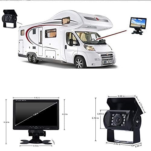12V-24V 18 IR LEDs Vision Nocturne Étanche Caméra de recul avec 49ft 4 Broches Aviation Extension Câble + 7 Pouces Couleur TFT LCD HD Ecran Moniteur de Véhicule pour Voiture Bus RV Camion Remorque
