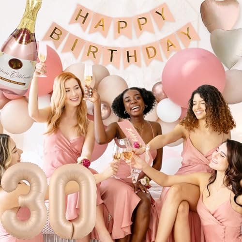 Decoration Anniversaire 30 Ans Femme, Ballon 30 Ans, Deco 30 Ans, Happy Birthday Decoration, Ballons Roses Rétro 30e Anniversaire Avec Banderole Joyeux Anniversaire Pour Décoration De Fête Pour Femmes