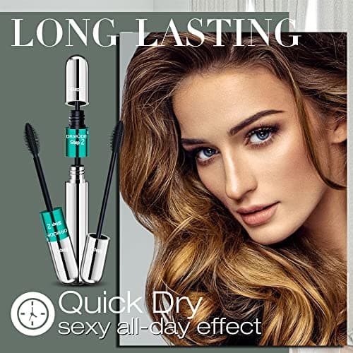Mascara Waterproof Noir - 4D Mascara Effet Faux Cils Extra Longs Mascara Fibre de Soie Imperméable à l'eau Longue Durée