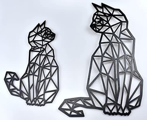 Panneau : chat 40 x 26 cm et 30 x 18 cm en noir | Décoration murale en bois chat | Décoration murale | Décoration murale | Décolleté | Décoration murale | Ornements géométriques d'art mural Décoration