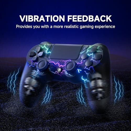 ECHTPower Manette pour PS4, Manette sans Fil Pro avec Lumière LED, Batterie Rechargeable 1000mAh, Prise Audio 3,5 mm, 6 Axes et Dual Vibration, Compatible PS4/ Slim/Pro et PC Windows(Filaire)
