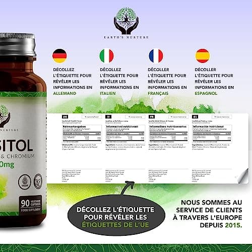 EN Inositol | 90 Myo Inositol Gélules - Myo-Inositol 1000 mg avec Chrome et Folate | Soutien Santé des Femmes | Sans OGM Sans Gluten Sans Produit Laitier | Fabriqué au Royaume-Uni