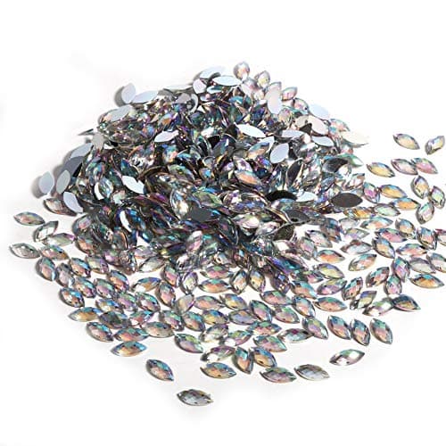 500 pcs AB Gemmes Strass Acrylique Rhinestone à Coudre Oeil de Cheval pour Accessoires Décoration de Vêtement(01Blanc)