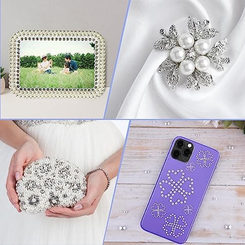 NACHLYNN Lot de 12 000 perles à dos plat - 8 tailles - Perles demi-rondes pour travaux manuels, embellissement, chaussures, fabrication de coques de téléphone