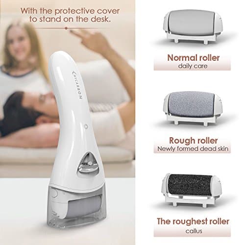 MYCARBON Rapeuse Pieds Pedicure Electrique Professionnel Rechargeable IPX6 Etanche Lime Ponceuse Callosité Corne Peau Morte Lumière LED Couvercle de Protection - BCM-1138