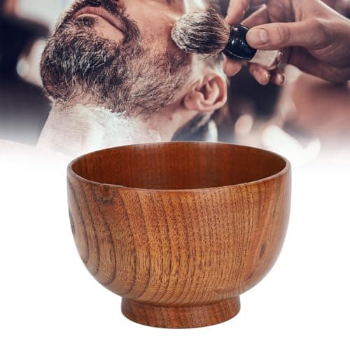 Sonew Bol de Rasage en Bois, Tasse de Savon à Large Bouche, Bol de Crème Moussante pour Barbe, Outil de Nettoyage du Visage pour Hommes et Pères