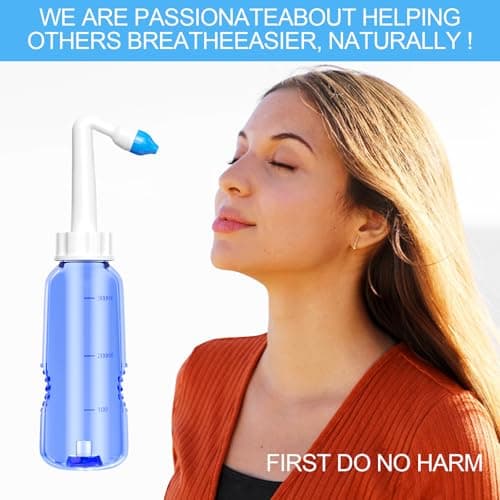 Rseuphiee Lavage Nez, 300ml Seringue Nasale Adulte, 40 Sachets de Sel Nasal, Irrigation Nasale, Douche Nasale pour Adulte, Kit de Douche Nasale avec Flacon, pour Adultes Enfants Nettoyage Quotidien.