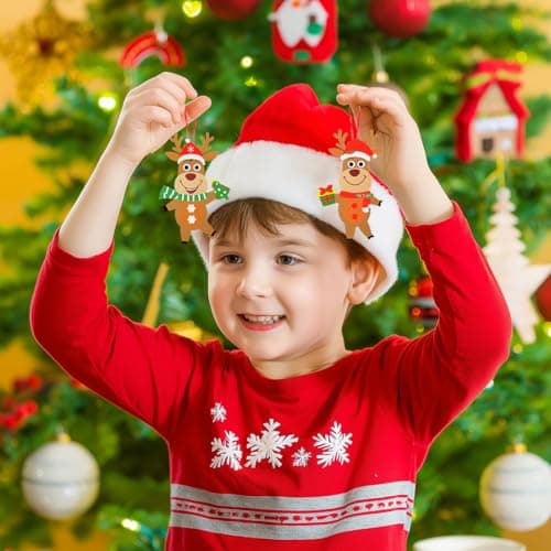 Kit Bricolage Noel Enfant, 12 Pièces Renne Suspendue de Noël, Activites Manuelles Enfants Noel, Autocollants en Mousse Pendentif Créatif DIY pour Décoration Arbres de Noël, Fenêtres