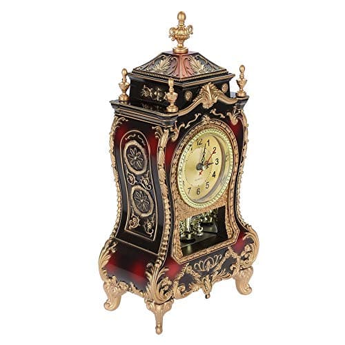 Haokaini Horloge de Bureau Vintage Rétro de Style Européen Horloge de Table Antique en Plastique Réveil Bureau Réveil pour La Maison Hôtel Salon Chambre Bureau Décor