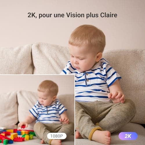 EZVIZ C6c 2K Caméra Surveillance WiFi Intérieure, Caméra 360° avec Détection Humaine AI, Suivi Intelligent, Audio Bidirectionnel, Vision Nocturne Couleur avec Lentille Starlight pour Bébé/Animaux