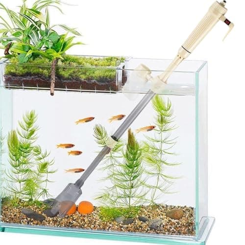Zebbyee Aspirateur Aquarium Electrique, 3 en 1 Kit Nettoyage Aquarium, Pompe Siphon Aquarium avec Tige Télescopique, Gravier Pompe Nettoyage,Filtres, Changeur d'eau
