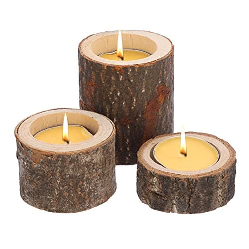 SUMTree 12 pcs bougeoir en Bois Chandelier Votive Support de Bougie décoration pour Maison,Table,Mariage (Hauteur 2,5CM+4CM+7CM)
